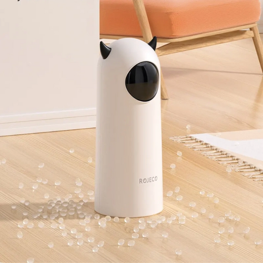 Purrfect Pet Haven Laser Cat Toy automatic white tower with cat ear accents for indoor cat exercise and play
