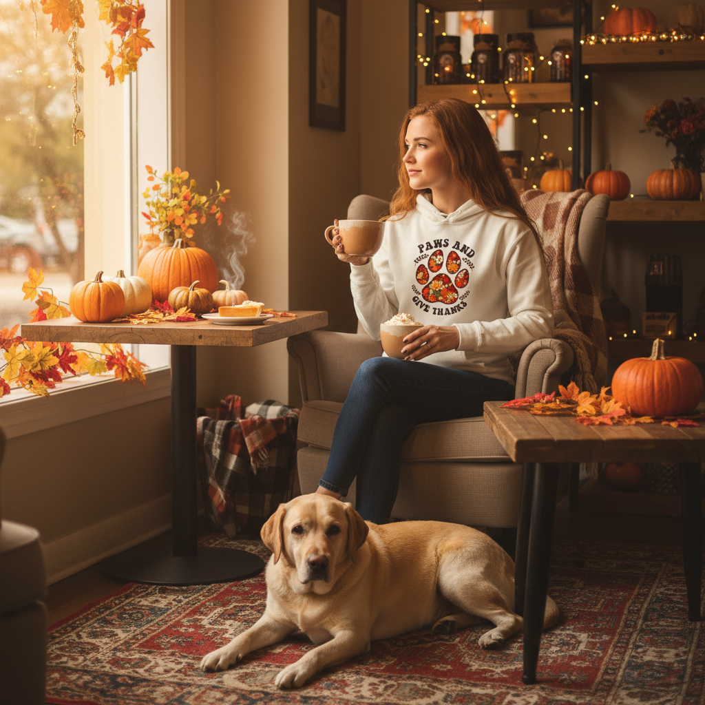 Sand Paws and Give Thanks Hoodie Thanksgiving Lifestyle