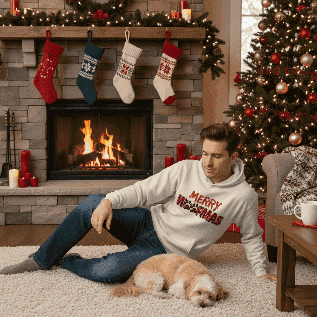 Plaid Woofmas Hoodie - Festive Christmas Dog Lover Gift - Purrfect Pet Haven