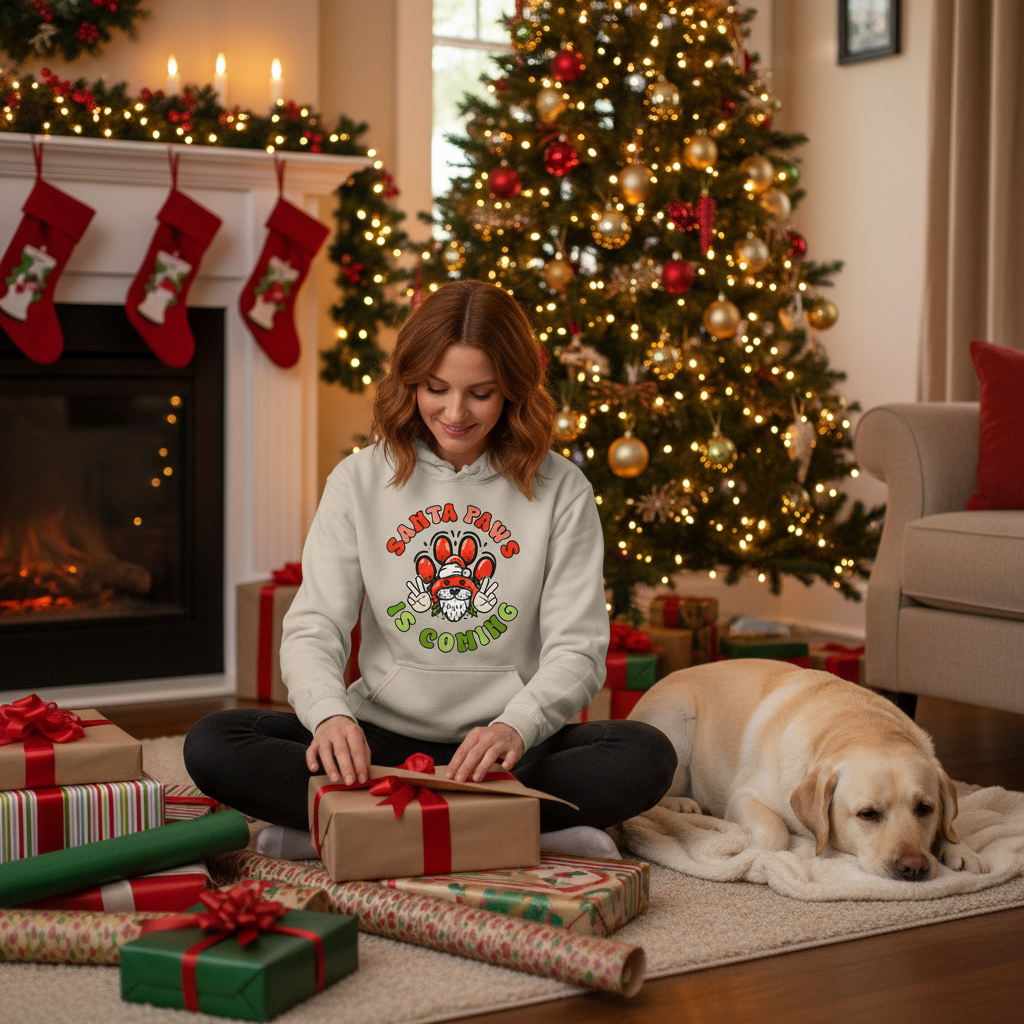 Sand Santa Paws Deuces Hoodie Christmas Lifestyle