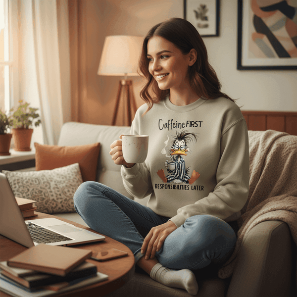 Caffeine First Responsibilities Later Sweatshirt - Purrfect Pet Haven