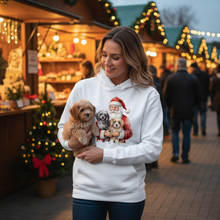 Santa Holding Puppies Hoodie - White - Lifestyle Image