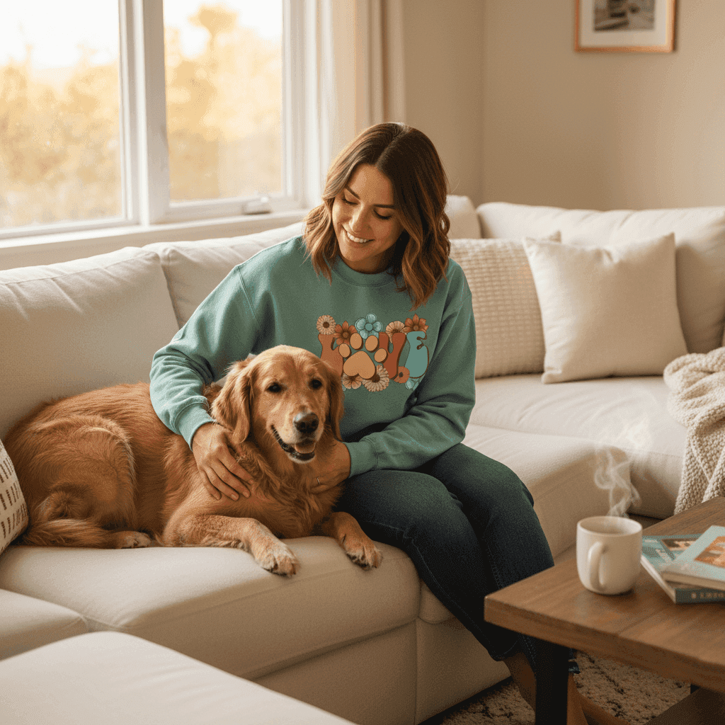 Love Paw Print Crewneck - Floral Pet Lover Sweatshirt - Purrfect Pet Haven