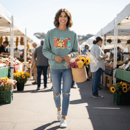 Love Paw Print Crewneck - Floral Pet Lover Sweatshirt - Purrfect Pet Haven