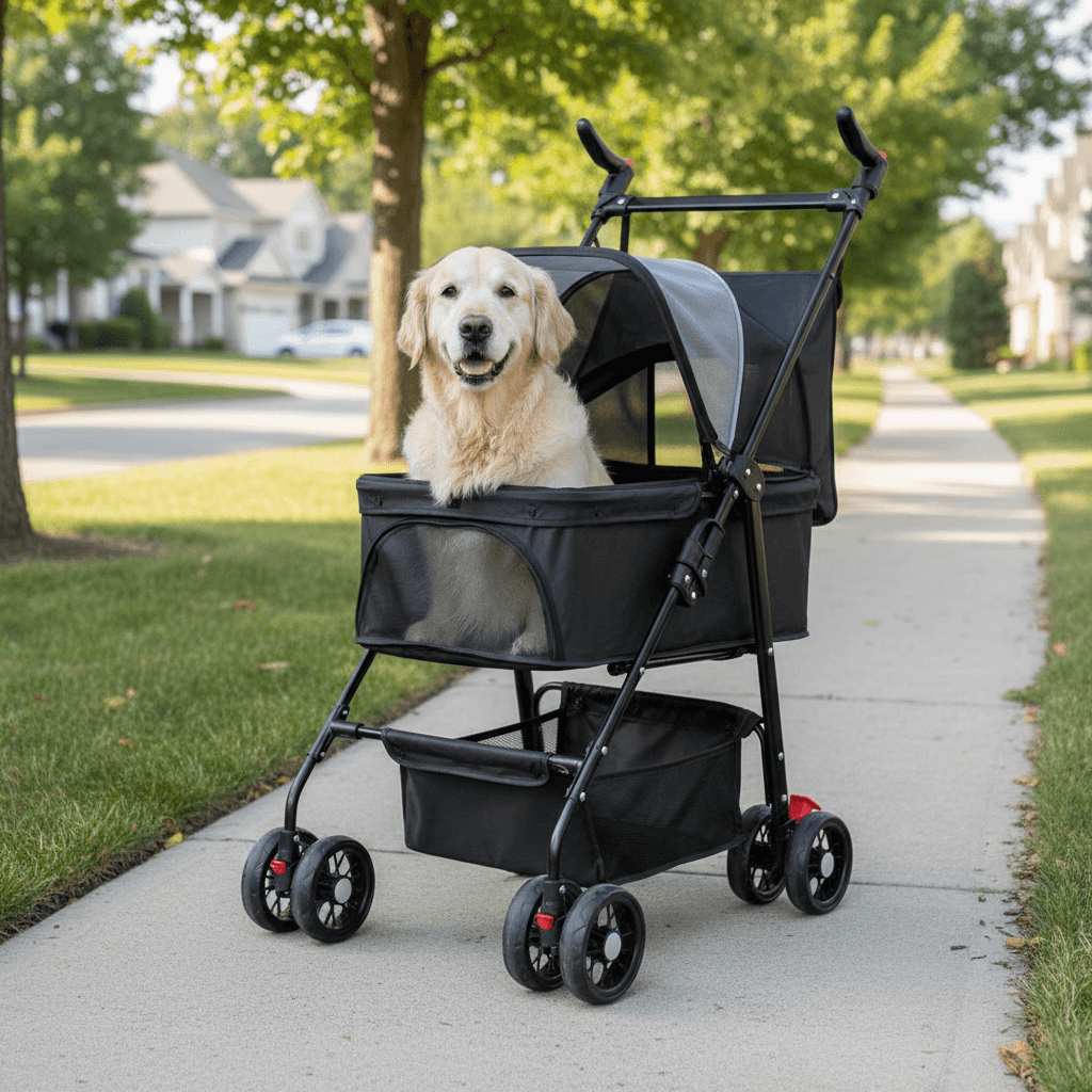 Pet Stroller - 4-Wheel Foldable Carrier for Dogs & Cats - Purrfect Pet Haven