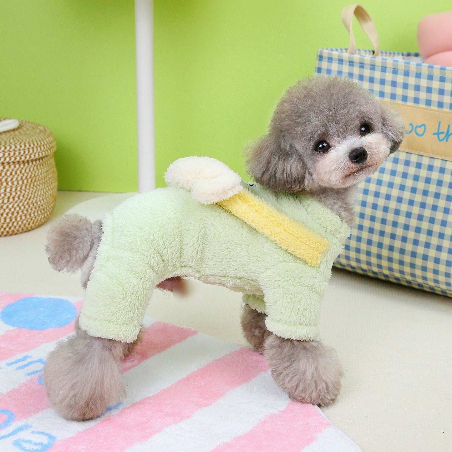 Small Dog Fluffy Four Legs Jumper in Light Green for Cozy and Stylish Pet Wear