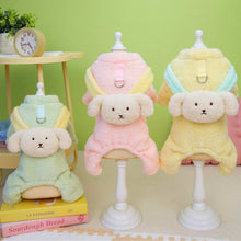 Three Small Dog Fluffy Four Legs Jumpers in pastel colors with cute dog face design for small pets