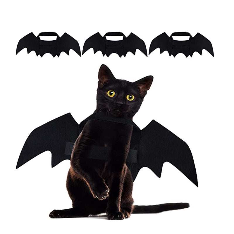 Halloween Bat Wings for Pets black cat costume with adjustable Velcro straps by Dropshipman