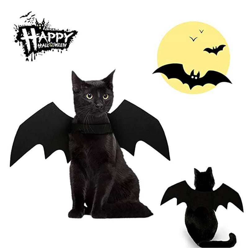 Dropshipman Halloween Bat Wings for Pets on black cat adjustable harness costume for small cats and dogs