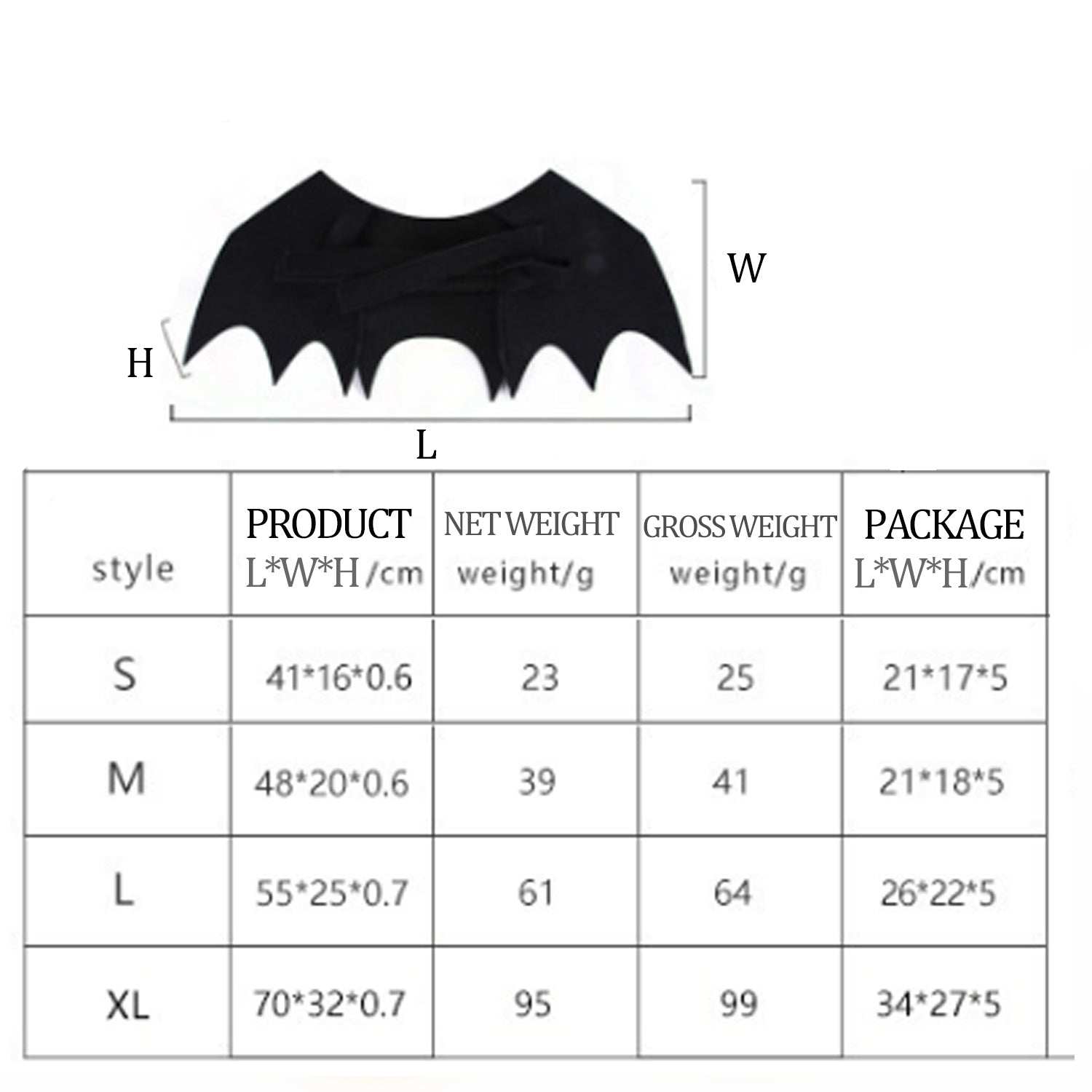 Dropshipman Halloween Bat Wings for Pets black fabric bat costume with adjustable straps and size chart