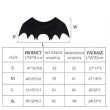 Dropshipman Halloween Bat Wings for Pets black fabric bat costume with adjustable straps and size chart