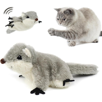Wefulfil Squirrel Cat Catnip Toy plush gray squirrel with interactive motion and cat playing