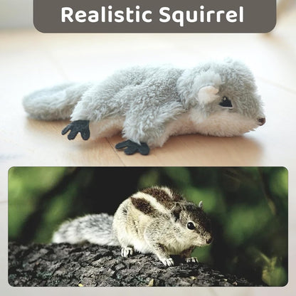 Wefulfil Squirrel Cat Catnip Toy in gray realistic design resembling a real squirrel for cats