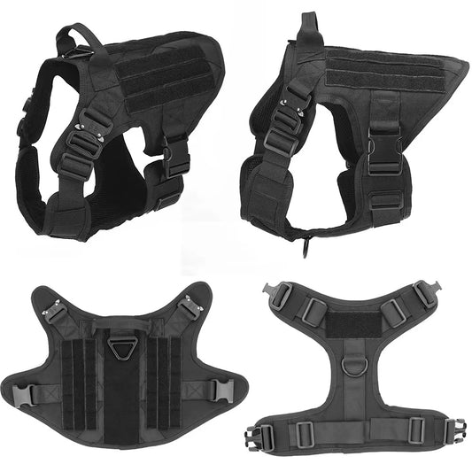 Black Wefulfil Tactical Service Dog Vest Harness with adjustable straps and durable design