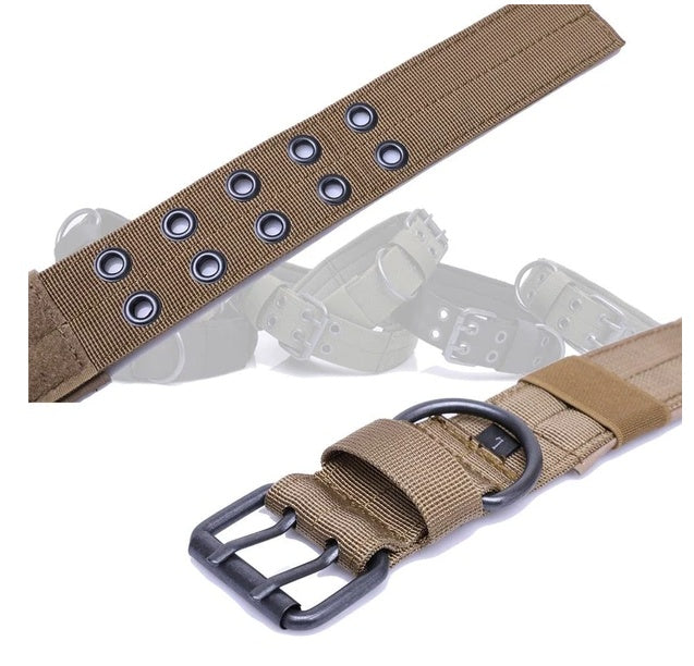 Wefulfil Nylon Large Dog Collar in brown with metal buckle and adjustable holes for large dogs