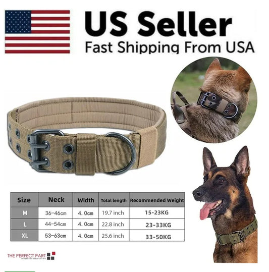 Wefulfil Nylon Large Dog Collar in tan color adjustable for large dogs with durable metal buckle