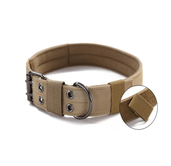 Wefulfil Nylon Large Dog Collar in tan color with metal buckle and adjustable strap