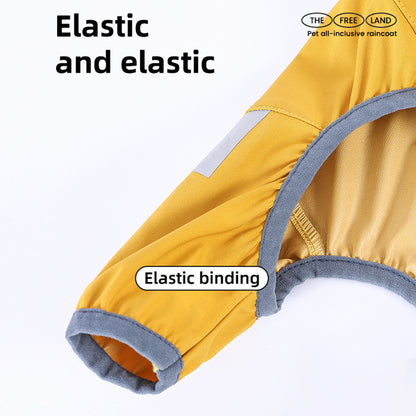 Wefulfil yellow dog raincoat showing elastic binding detail waterproof dog raincoat with hood