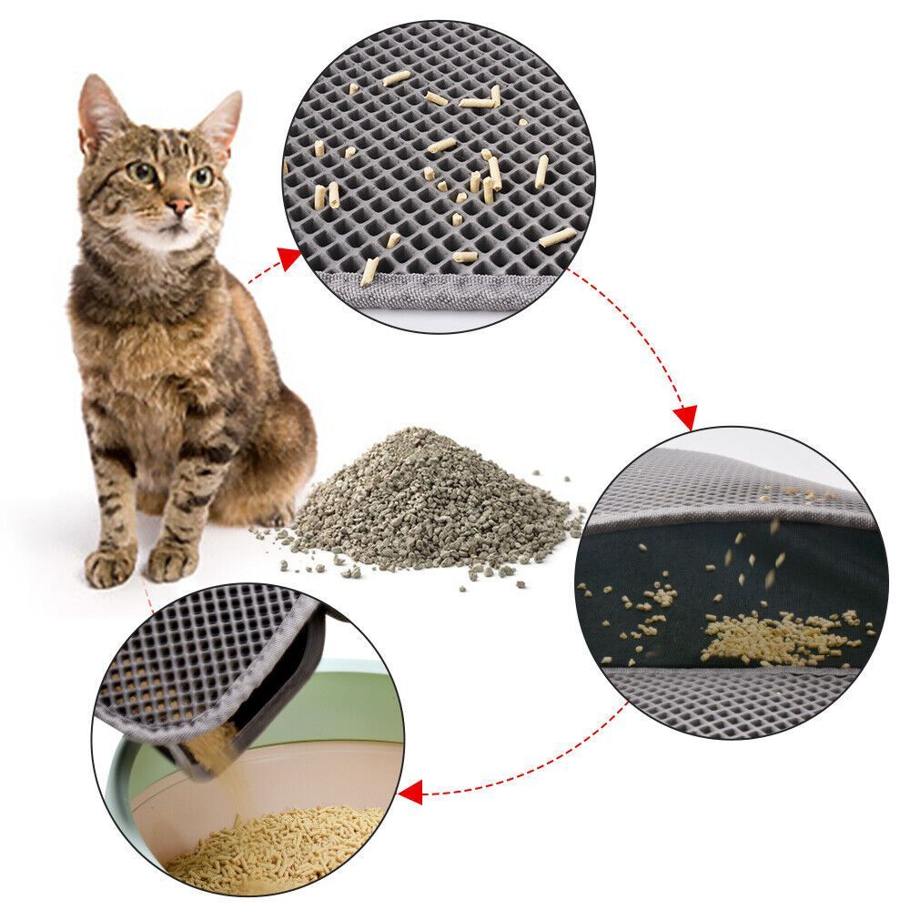 Wefulfil Trapping Kitty Litter Mat with honeycomb design capturing litter granules from cat paws
