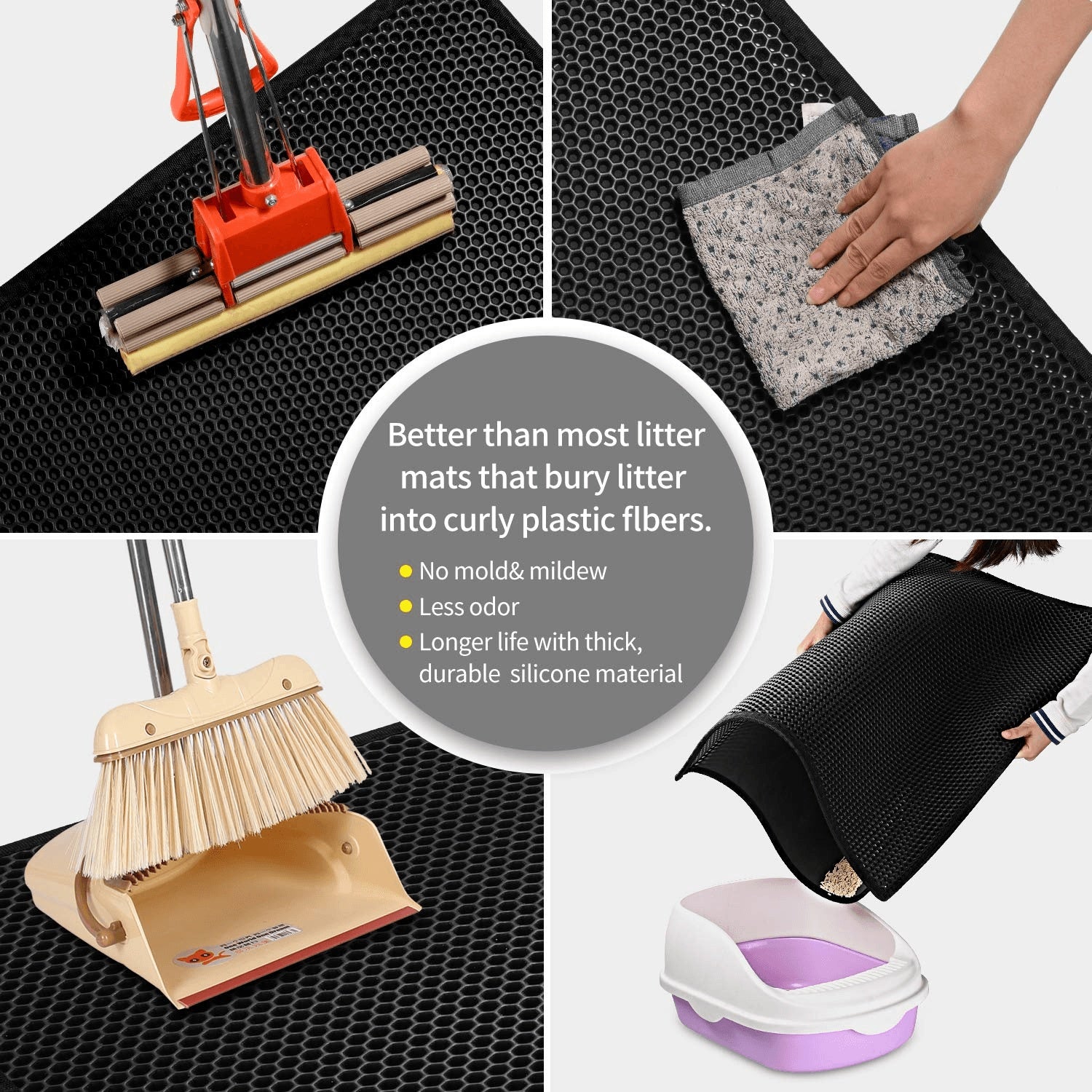 Wefulfil Trapping Kitty Litter Mat with durable silicone material and easy cleaning features