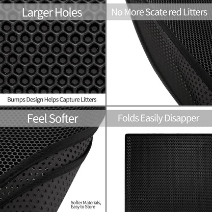 Wefulfil Trapping Kitty Litter Mat with larger holes and soft, foldable design for capturing litter