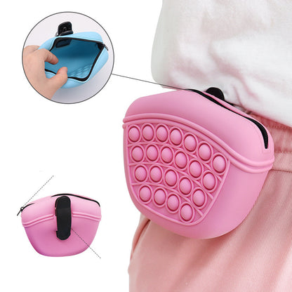 Wefulfil pink Treat Pouch Bag with pop-it design clipped to waist for easy pet treat storage