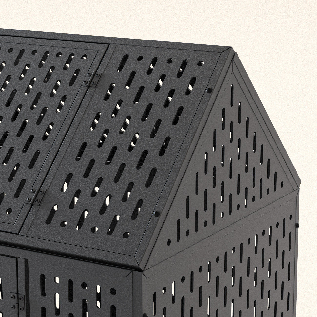 Wefulfil heavy duty dog crate close up black metal ventilated panels sloped roof and secure hinges