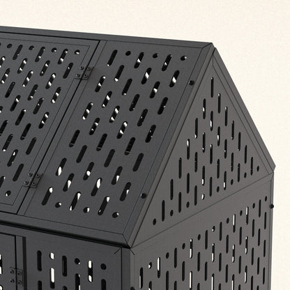Wefulfil heavy duty dog crate close up black metal ventilated panels sloped roof and secure hinges