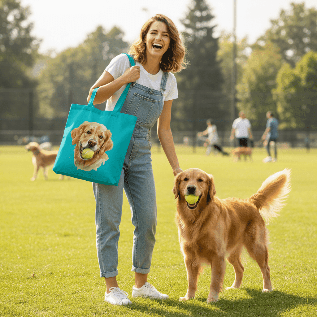 Golden Retriever Tote Bag with Tennis Ball Design - Purrfect Pet Haven