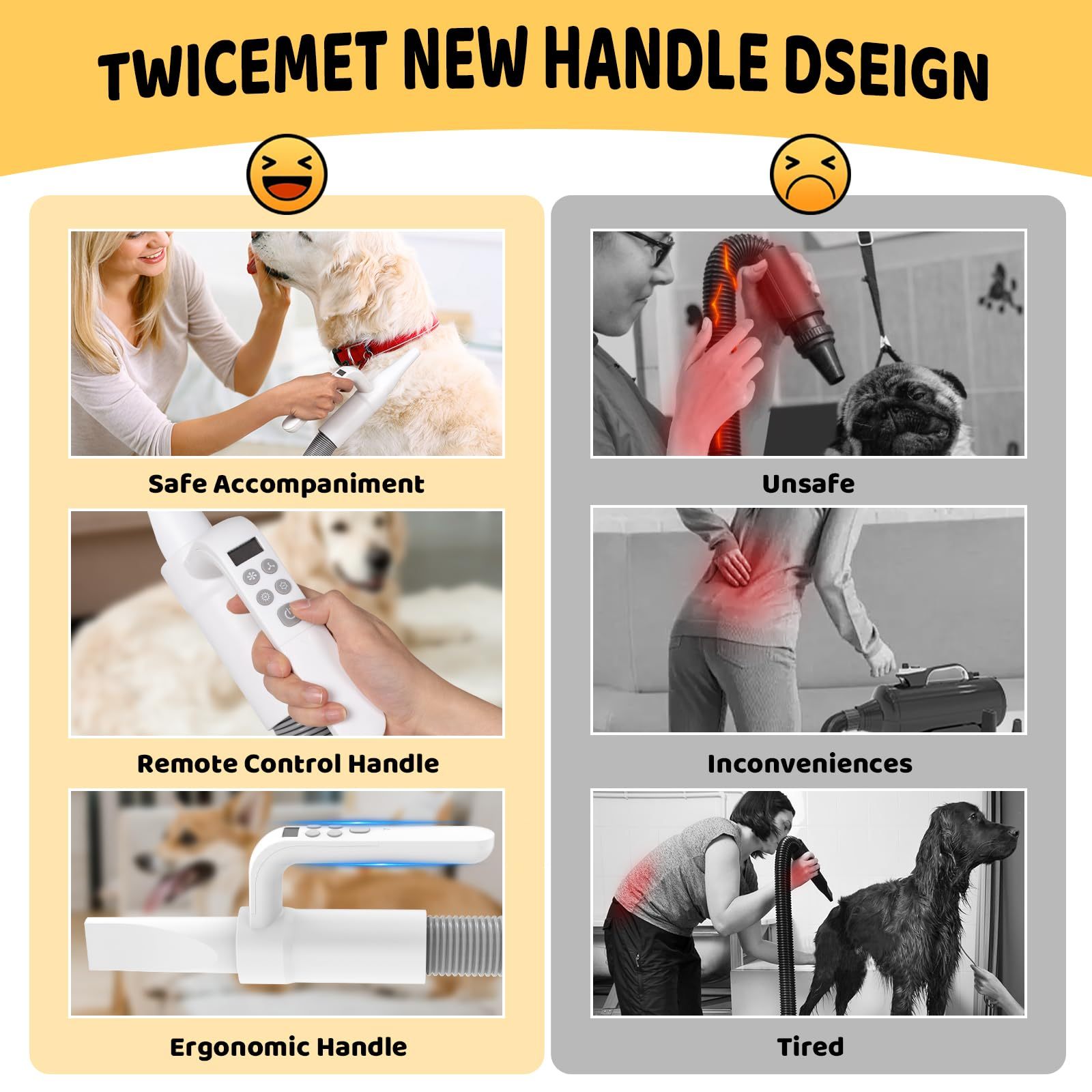 Wefulfil Pet Grooming Vacuum Cleaner with ergonomic handle and remote control for safe pet grooming