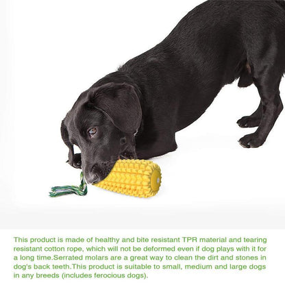 Wefulfil Corn-Shaped Dog Chew Toy made of bite resistant TPR with cotton rope for all dog sizes