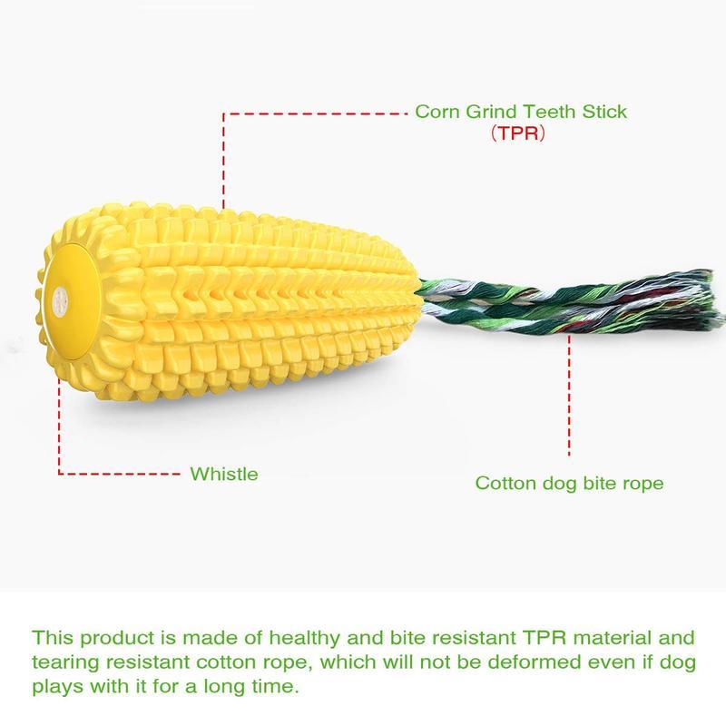 Wefulfil Corn-Shaped Dog Chew Toy with bite-resistant TPR and cotton dog bite rope