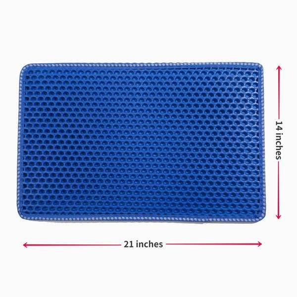 Wefulfil Double-layer Rice Cat cooling mat in blue with textured surface measuring 21 by 14 inches