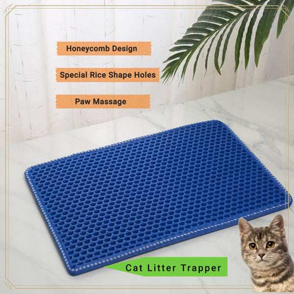 Wefulfil Double-layer Rice Cat litter trapper mat with honeycomb design and paw massage features