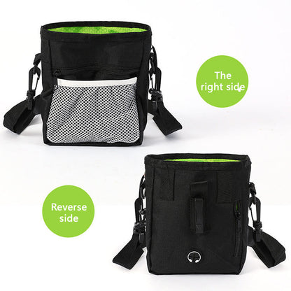 Wefulfil black Training Treat Utility Pouch with front mesh pocket and adjustable strap shown from front and back