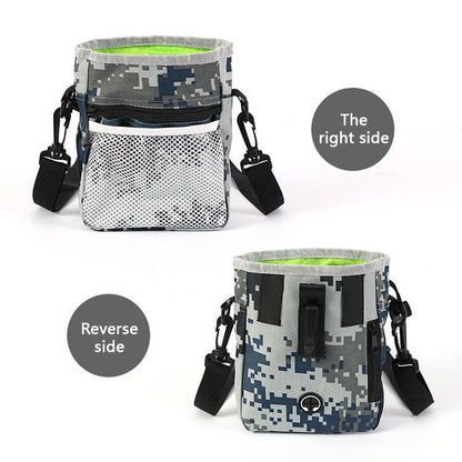 Wefulfil Training Treat Utility Pouch with camouflage design, mesh pocket, and adjustable strap for pet training