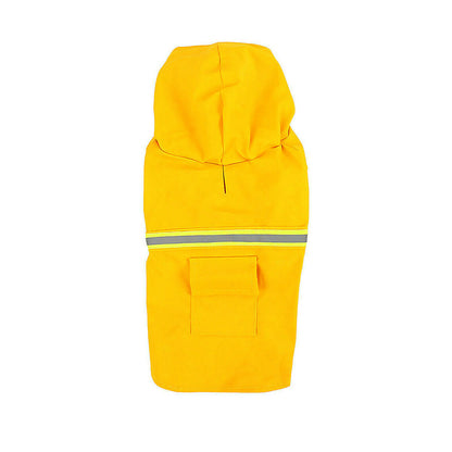 Wefulfil yellow Waterproof Dog Rain Jacket with hood and reflective stripe for pet safety
