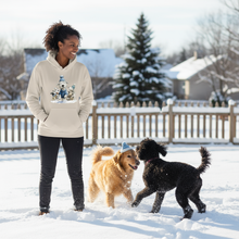 Whimsical Winter Dogs Playing Sand Hoodie Lifestyle