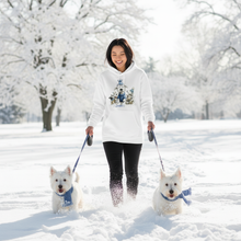 Whimsical Winter Dogs Playing White Hoodie Lifestyle