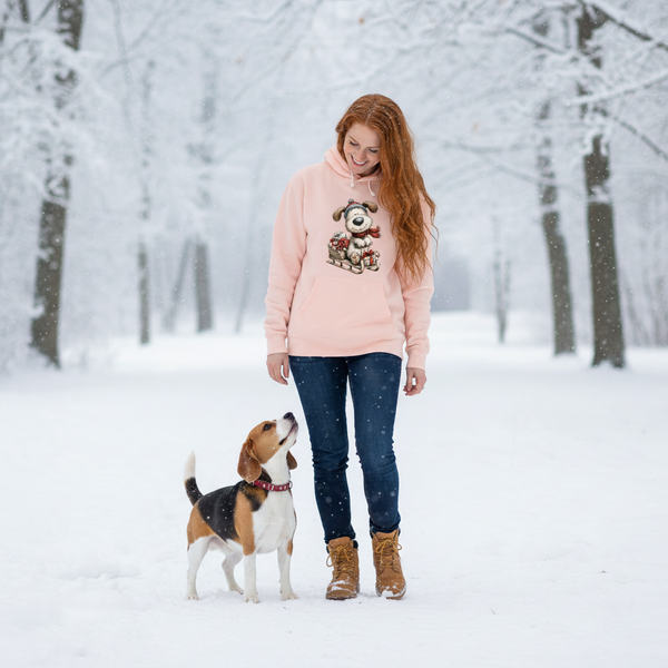 Whimsy Sledding Pup Hoodie - Peachy (Regenerated)