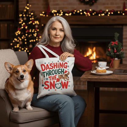 Dashing Through the Snow Holiday Tote for Dog Lovers - Canvas - Purrfect Pet Haven