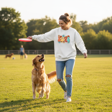 White floral paw print sweatshirt lifestyle image 1