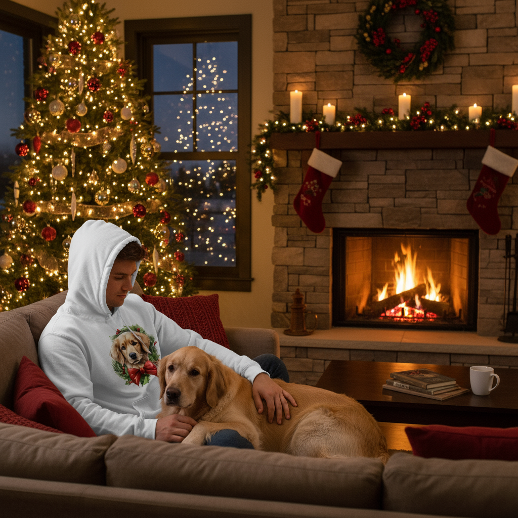 White Golden Retriever Wreath Hoodie
