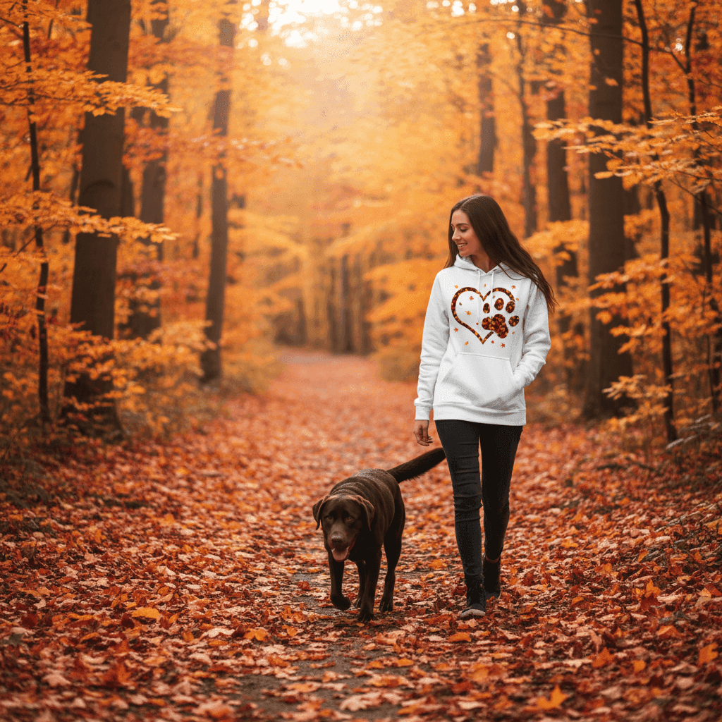 Heart & Paw Fall Hoodie - Autumn Dog Lover Sweatshirt - Purrfect Pet Haven