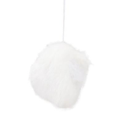 Wefulfil white plush natural cat tree hanging soft furry ball toy for cats