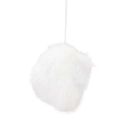 Wefulfil white plush natural cat tree hanging soft furry ball toy for cats