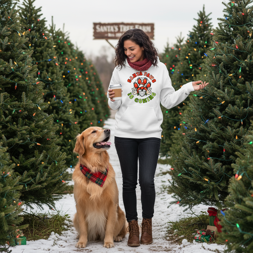 White Santa Paws Deuces Hoodie Christmas Lifestyle