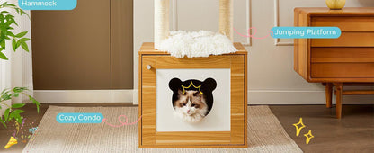 Wefulfil Cat Tree And Tower with cozy condo and hammock for cats