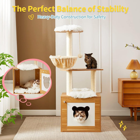Wefulfil Cat Tree And Tower with heavy-duty construction and stable design featuring cozy resting areas for cats