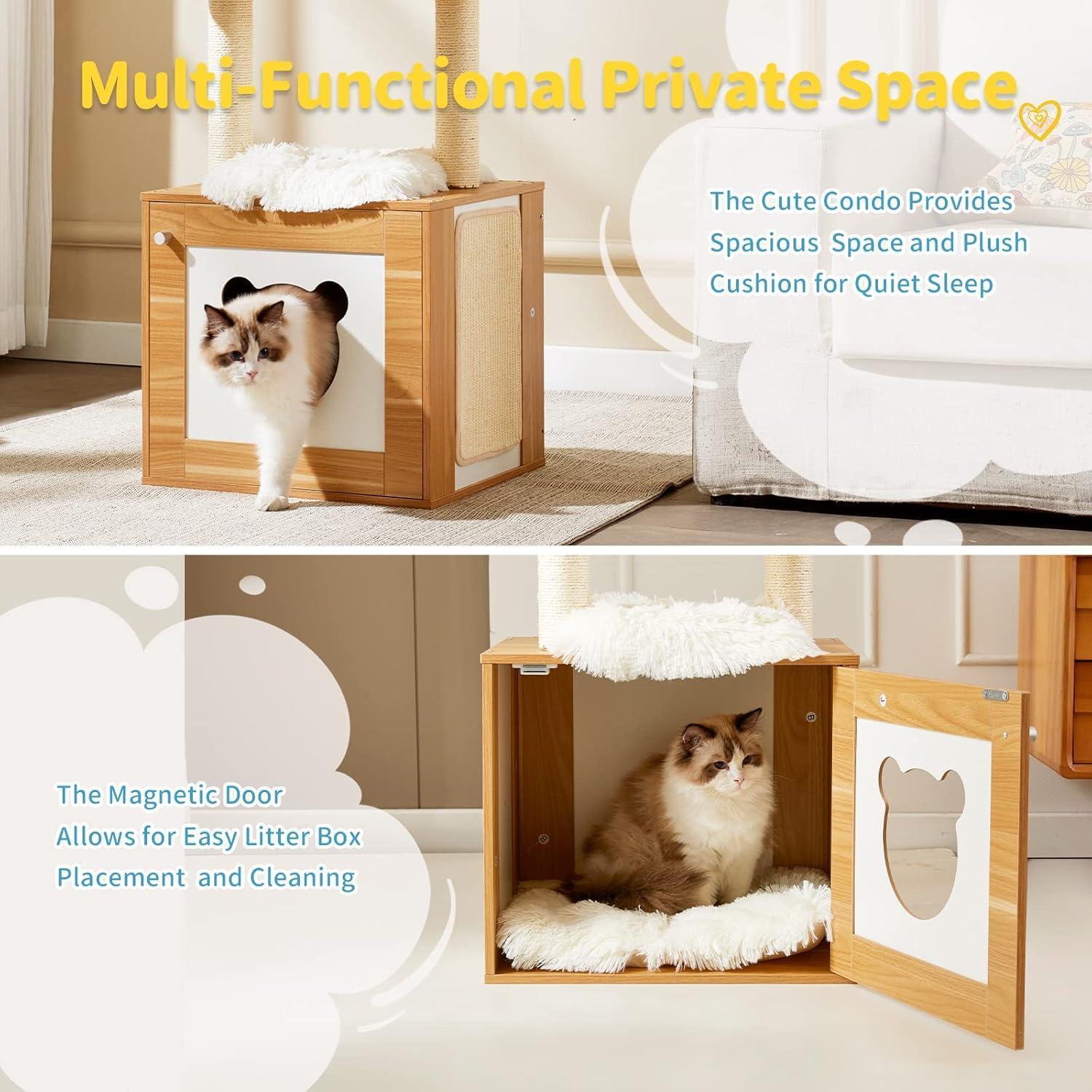 Wefulfil Cat Tree And Tower with multi-functional private space and plush cushions for cats